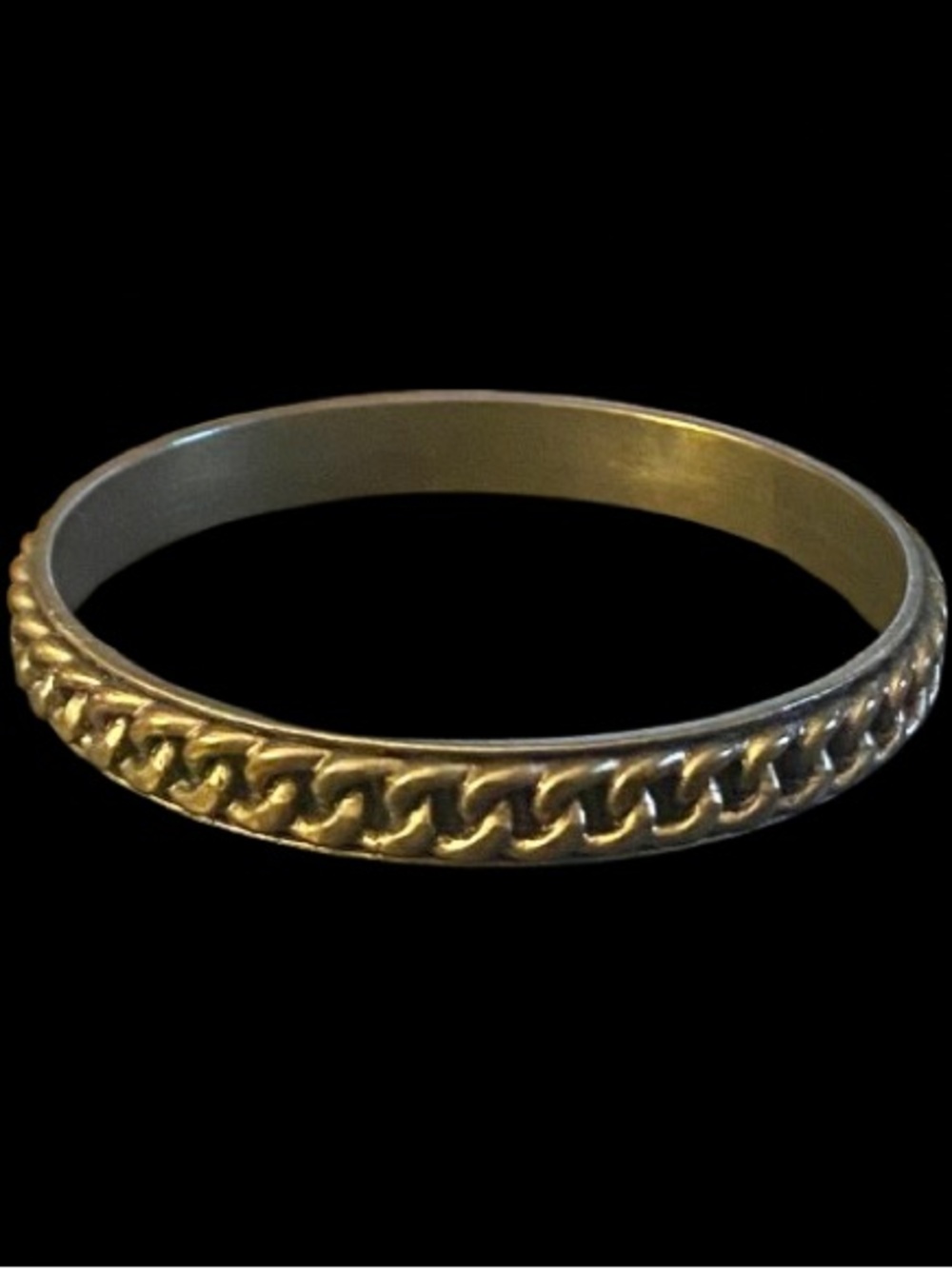 Vintage Solid Brass Bangle Bracelet 1-row Curb Link Chain Design